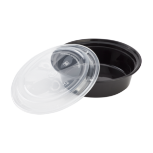 SDL Plastic Black Base Round Containers + Lids