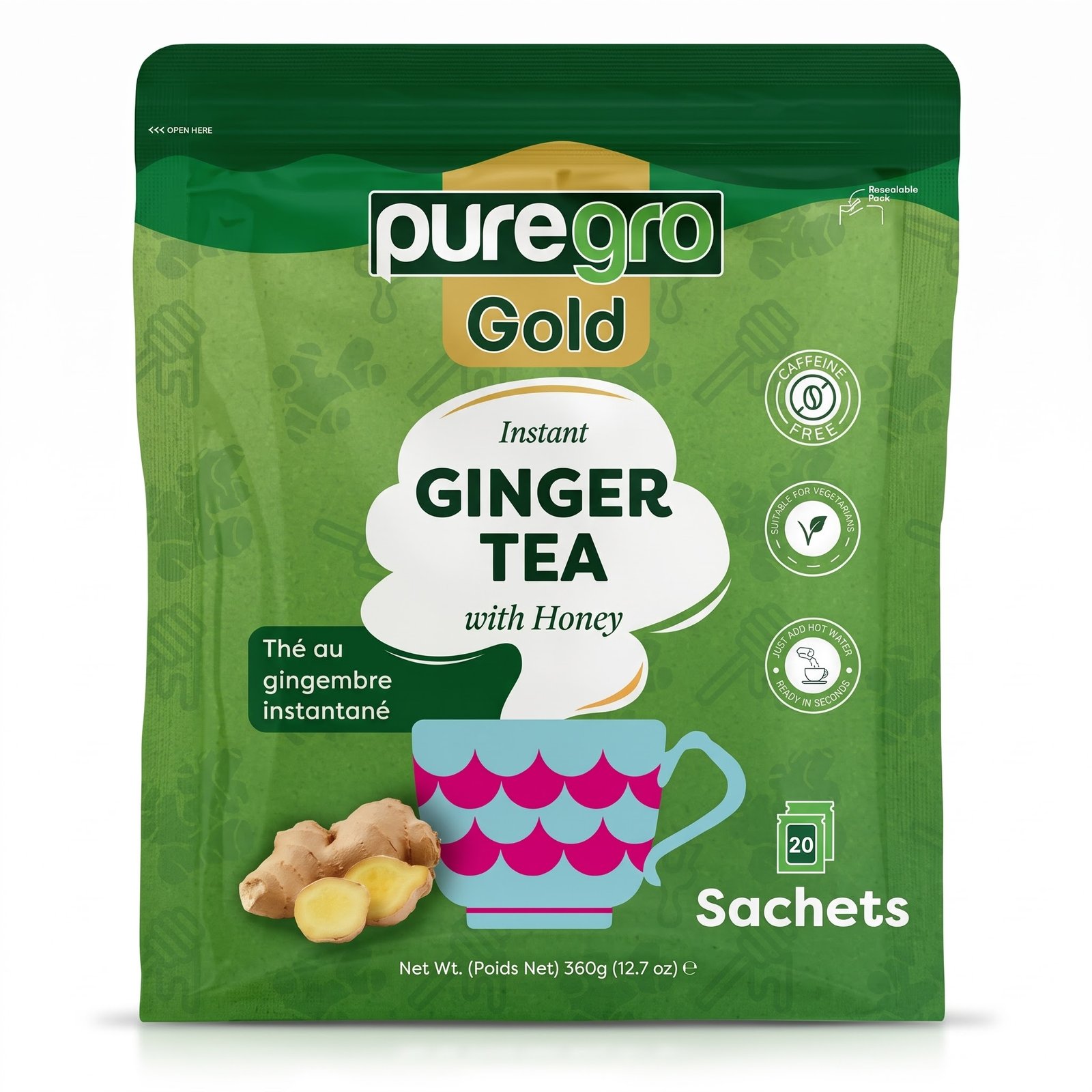 Puregro Gold Instant Ginger Tea 360g